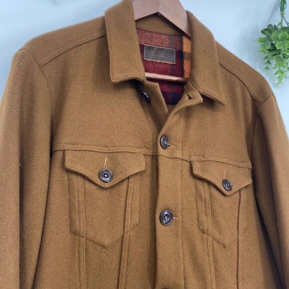 Altea Made In Italy Wool Blend Collared Bomber Chore Jacket Caramel Medium - Picture 2 of 13